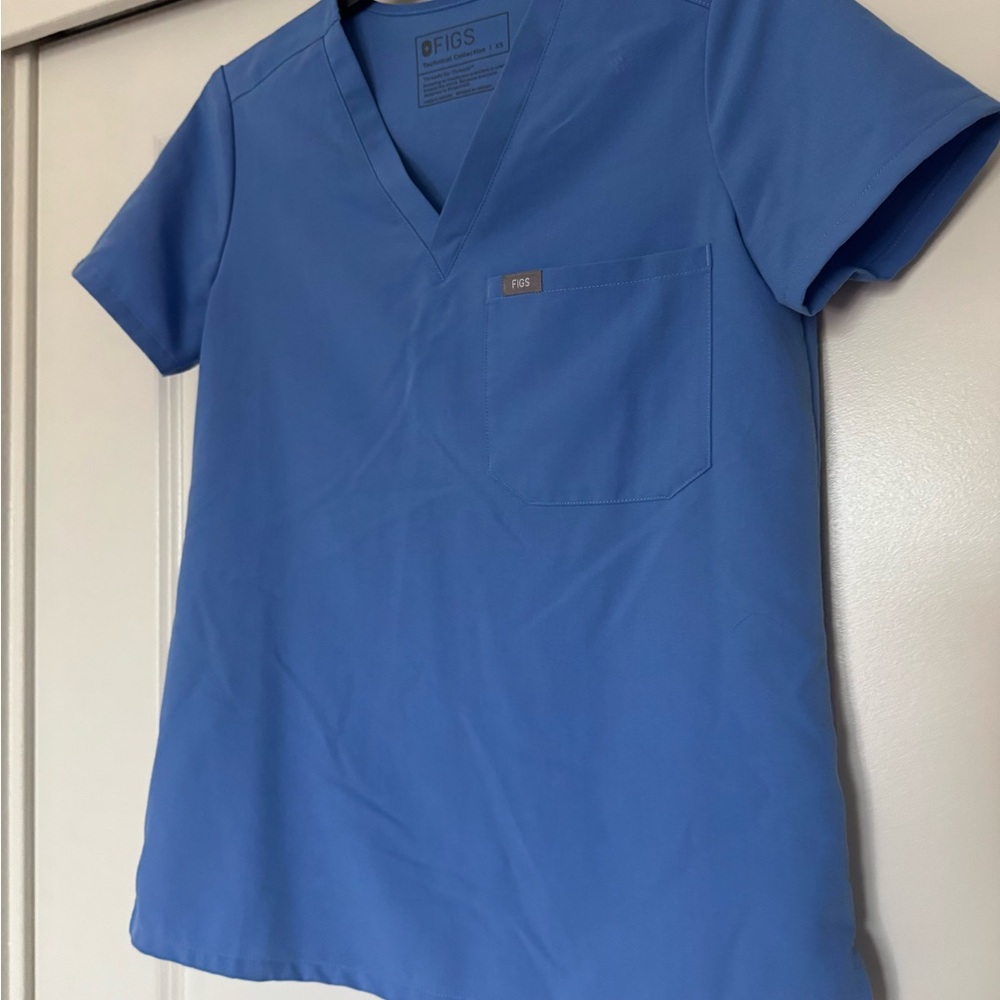 Figs Classic Blue V-Neck Top XS
